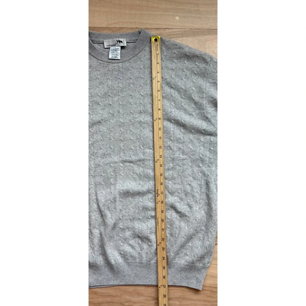 I Levrieri Cashmere Silk Sweater Mens Large Gray Cable Knit Old Money Crewneck